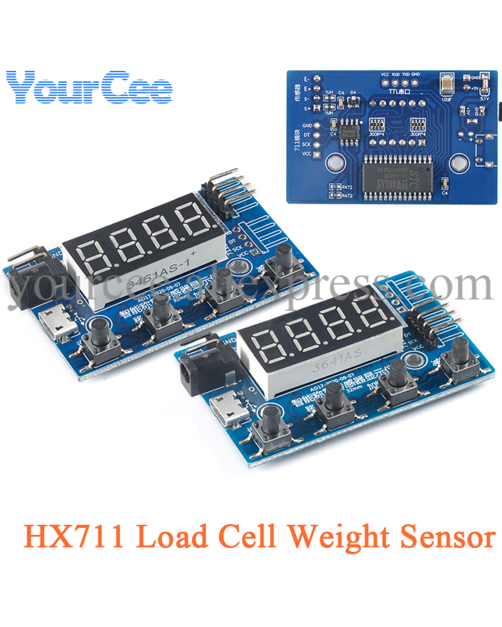 Hx711 Load Cell Ad Weight Pressure Sensor Ad Module With Display 24-Bit Weighing Instrument Electronic Scale front-0