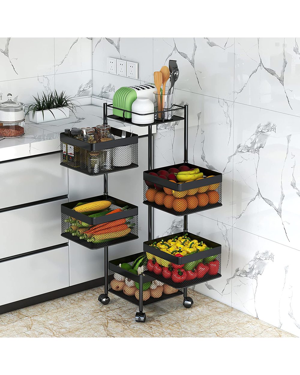Kitchen Rotating Rack Vegetable Multi-layer Fruit Storage Rack front-1