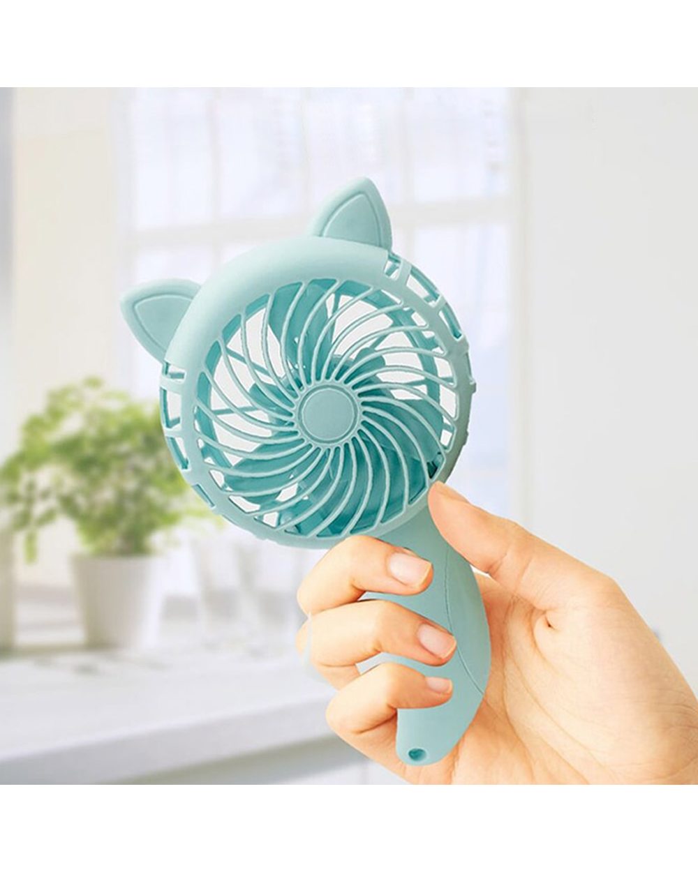 3 Colors Portable Handheld Fan Hand Pressure Fan Mini Portable Fan Without Battery Household Cute Fan Cooling Cartoon H front-3