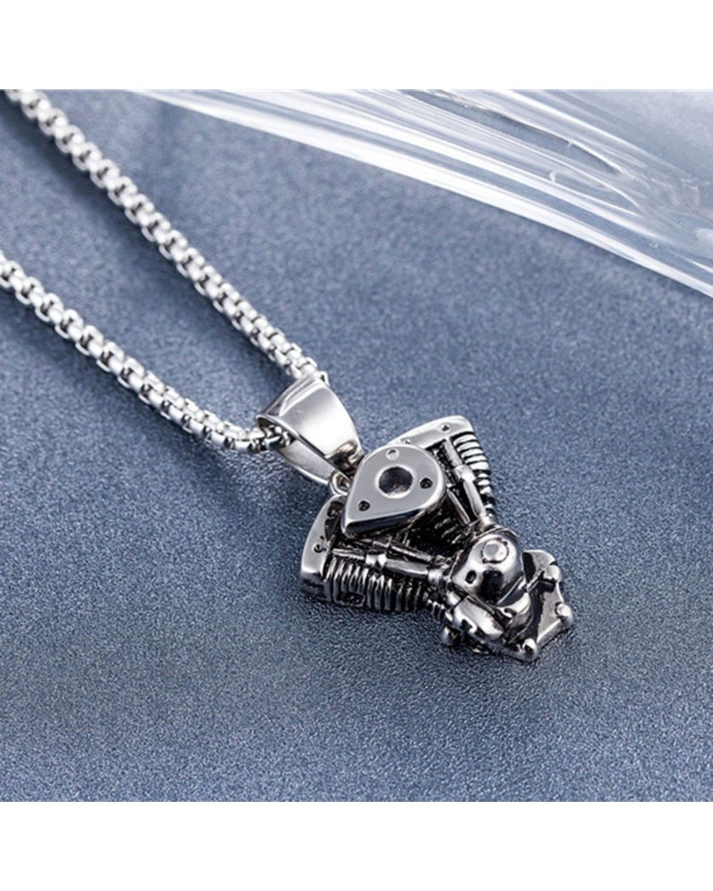 Engine Pendant Necklace Men Street Culture Titanium Stainless Steel Fashion Trendy Necklace Man Jewelry front-4