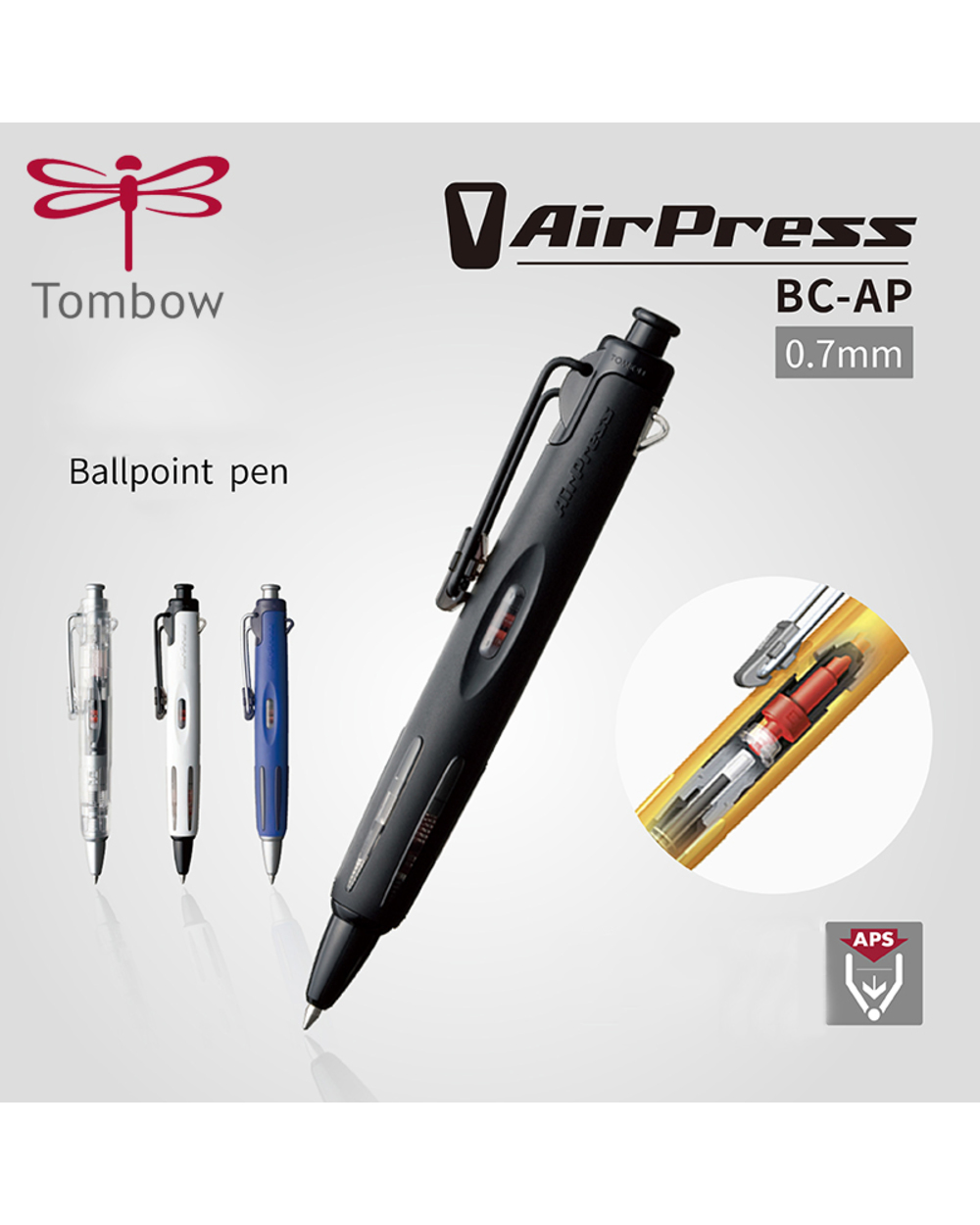 1Pcs Japan Tombow Bc-Ap Ballpoint Pen Air Pressure Oily Ballpoint Pen 0.7Mm Black Core Student Use Air Pressure Ballpoi front-0