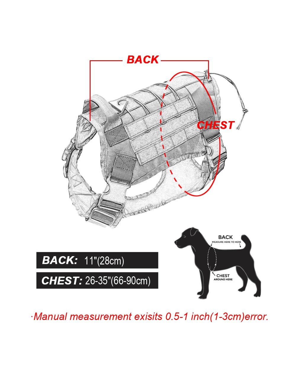 Military Tactical Dog Harness Working Dog Vest Nylon Bungee Leash Lead Training Running For Large Dogs German Shepherd front-5