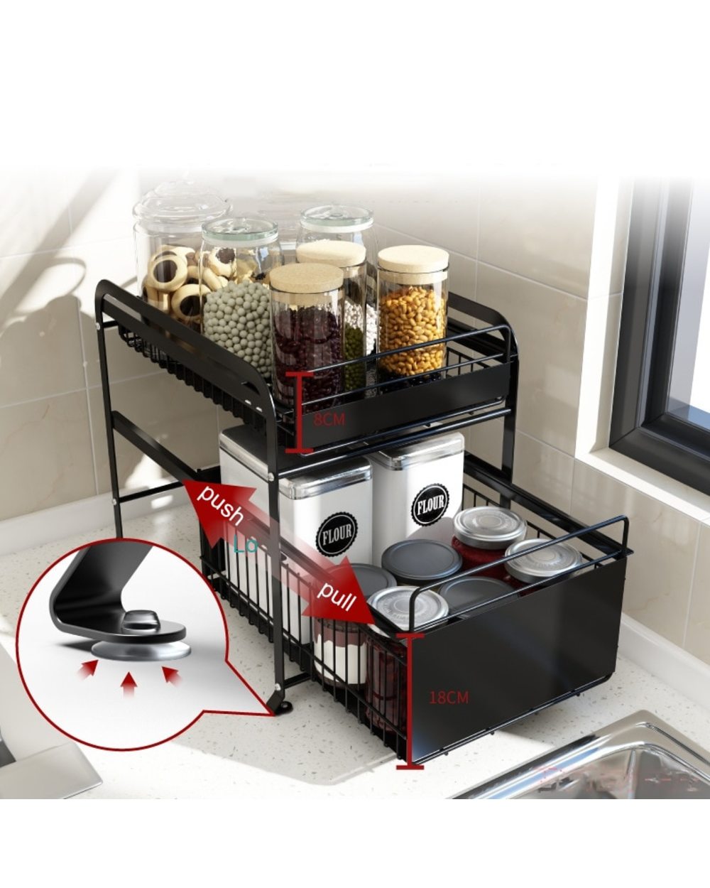 Under The Sink Storage Sliding Cabinet Rack front-0