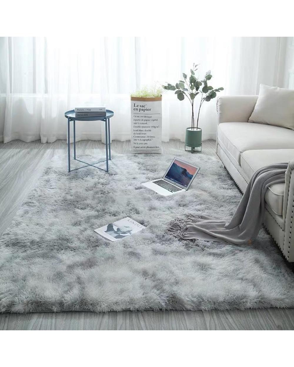38Nordic Fashion Fluffy Non-Slip Mixed Dyed Carpet Living Room / Bedroom Center Carpet Black Gray Pink Sky Blue 9 Colors front-1