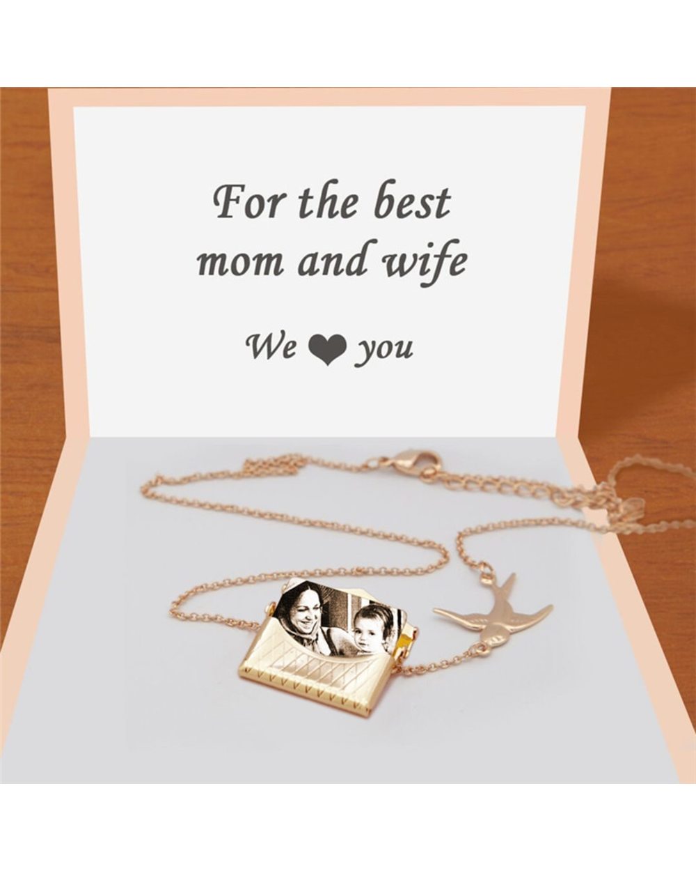 DIY Personalized Custom Photo Engraved Handbag Necklace front-2