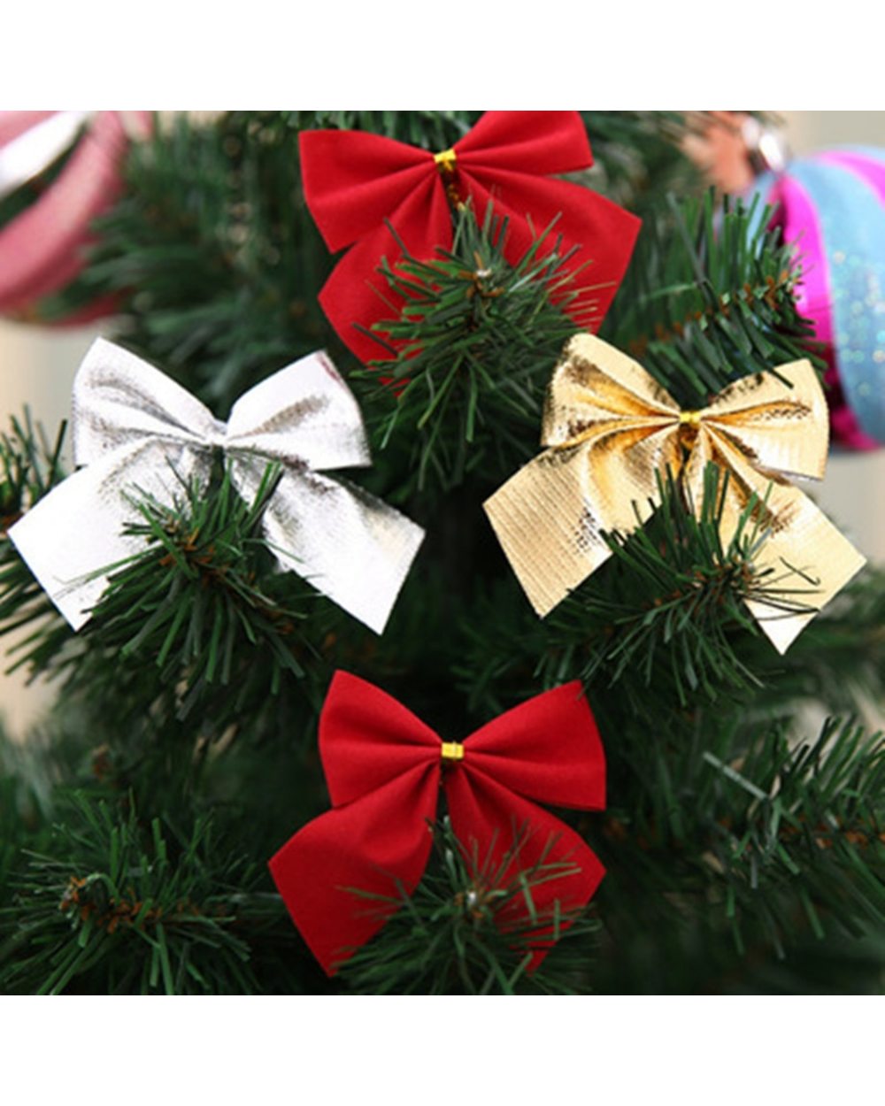 12 Pcs/set Christmas Ornaments Bow Tie Christmas Tree Pendant Decor Party Decoration Baubles 2022 New Year Decorations front-5