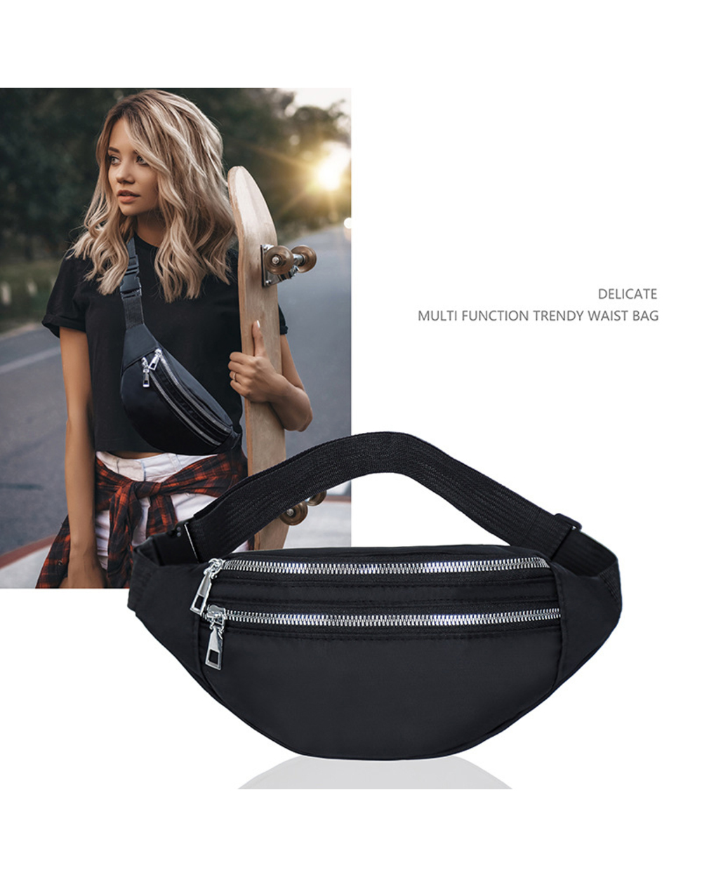 Fanny Pack Women Fashion Waist Pack Casual Crossbody Chest Bags Unisex Hip Bum Bag Travel Waterproof Belt Bag Sport Pur front-1