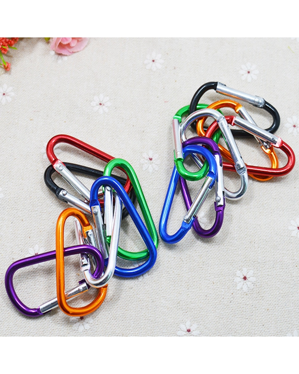 5Pcs Random Colors!!! Aluminium Alloy Safety Buckle Keychain Clim Button Carabiner Camping Hiking Hook Outdoor Sports T front-3