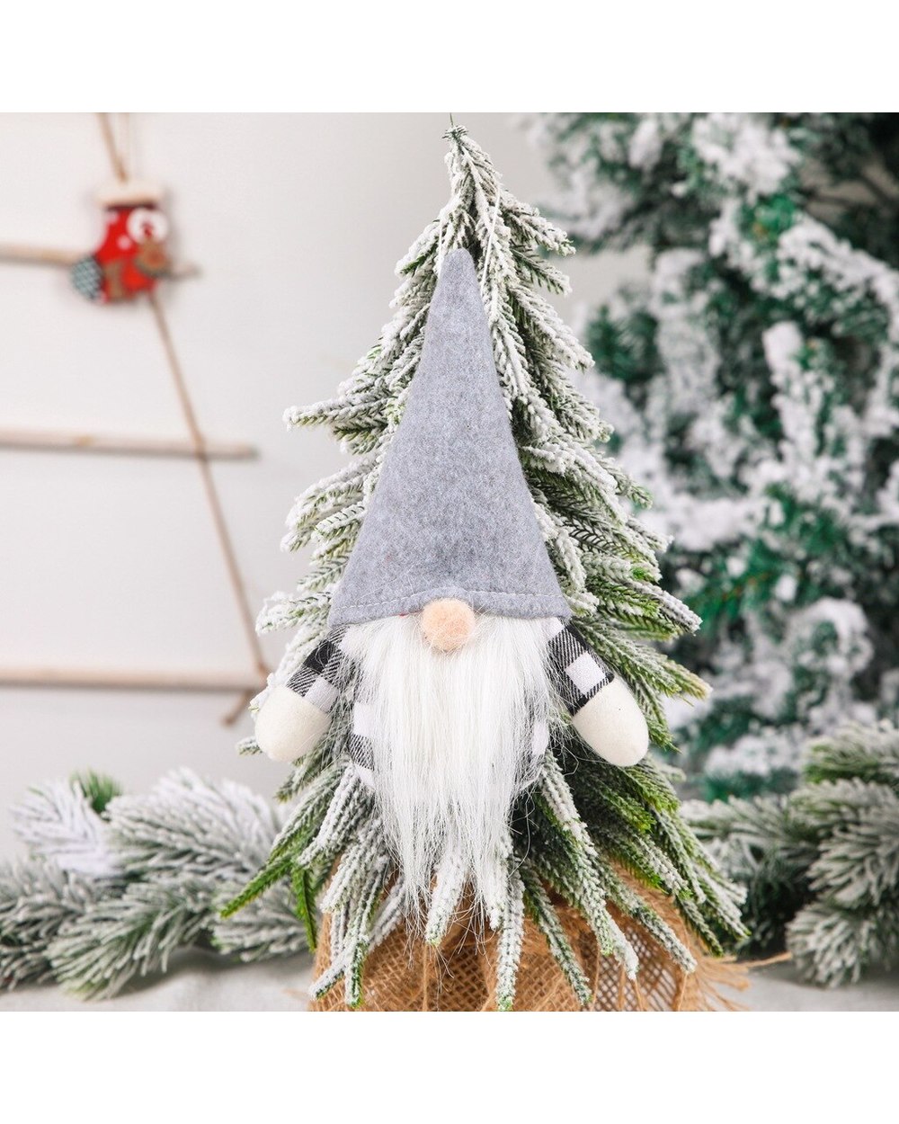 Christmas Nordic Style Lattice Faceless Gnome Santa Tulip Rudolph Doll Decoration For Home Gifts Ornaments Party Supplie front-2