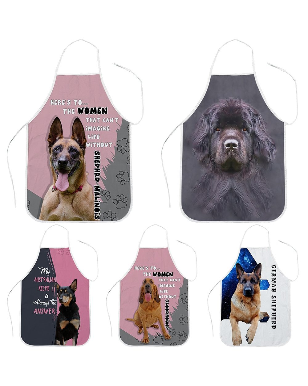 Kitchen Apron 3D Funny German Shepherd Newfoundland Sleeveless Apron for Men Women Cooking Baking front-0