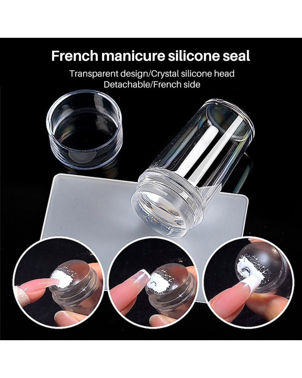 Silicone Transparent Nail Art Stamping Kit French For Manicure Plate Stamp Polish Stencil Template Seal Stamper Scraper front-0
