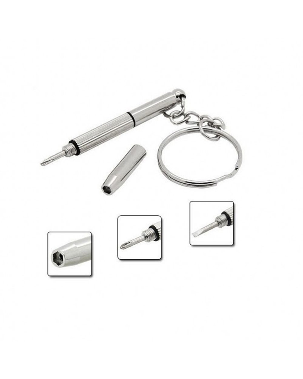 3 In1 Eyeglass Screwdriver Sunglass Spectacles Nut Kit Eyeglass Screwdriver Sunglass Watch Repair Kit With Keychain front-0