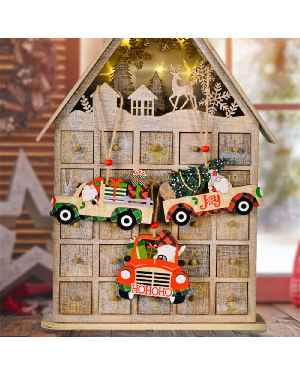 Wooden Christmas Ornaments Wooden Christmas Car Ornaments 2022 Navidad Christmas Tree Pendant natale New Year Decor front-0