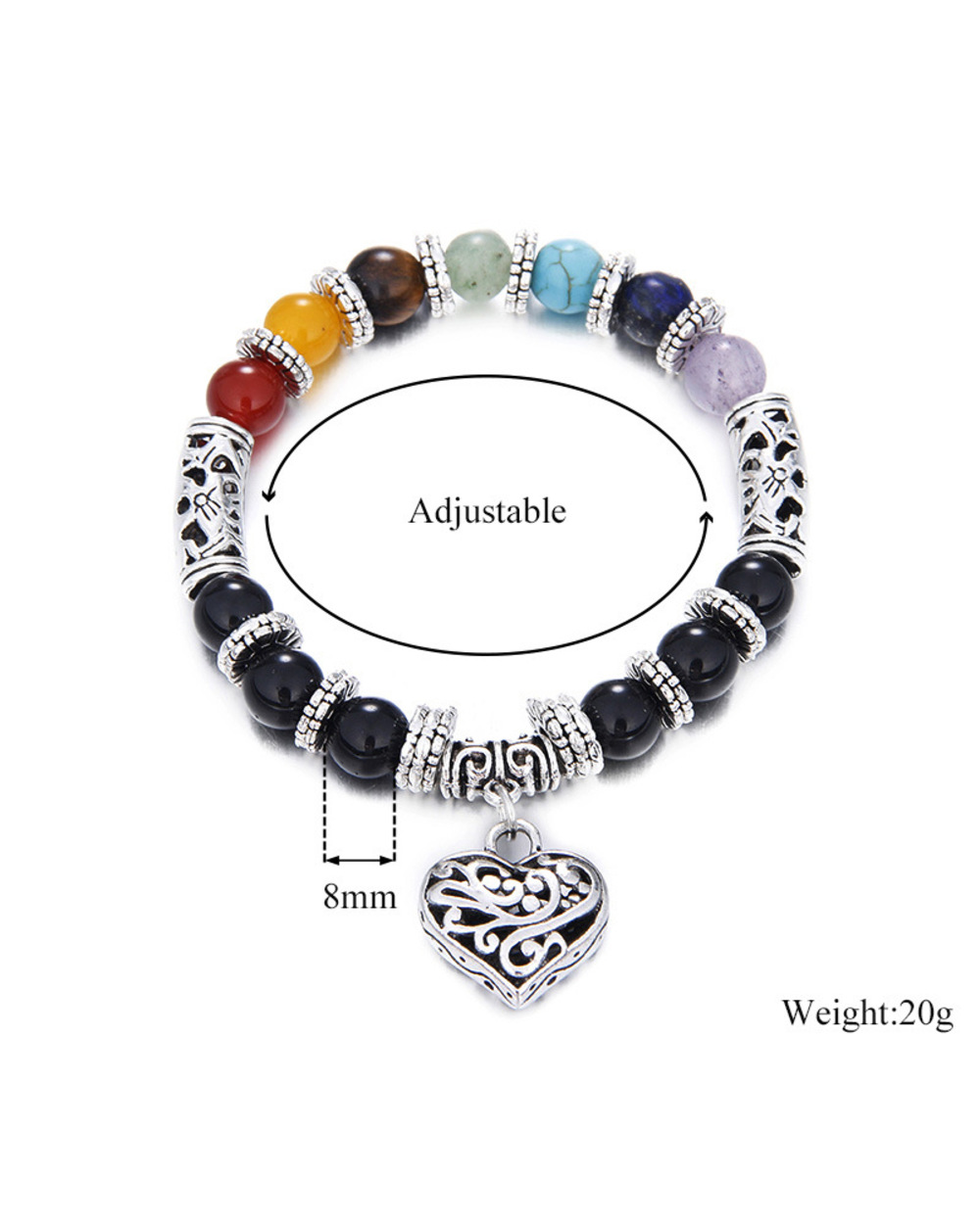 Whole Men Women 7 Chakra Bracelets Bangles Colors Mixed Healing Crystals Stone Chakra Pray Mala Heart Charm Bracelet Je front-1