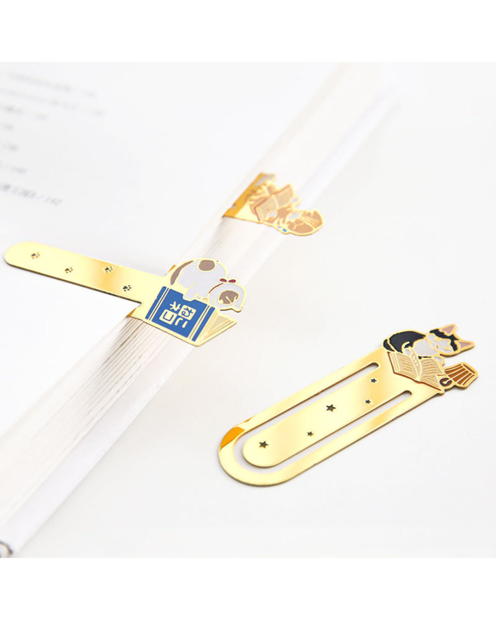 Cute Cats Reading Book Metal Bookmark Cartoon Animals Bookmark Promotional Gift Stationery Film Bookmark School Supplies front-2