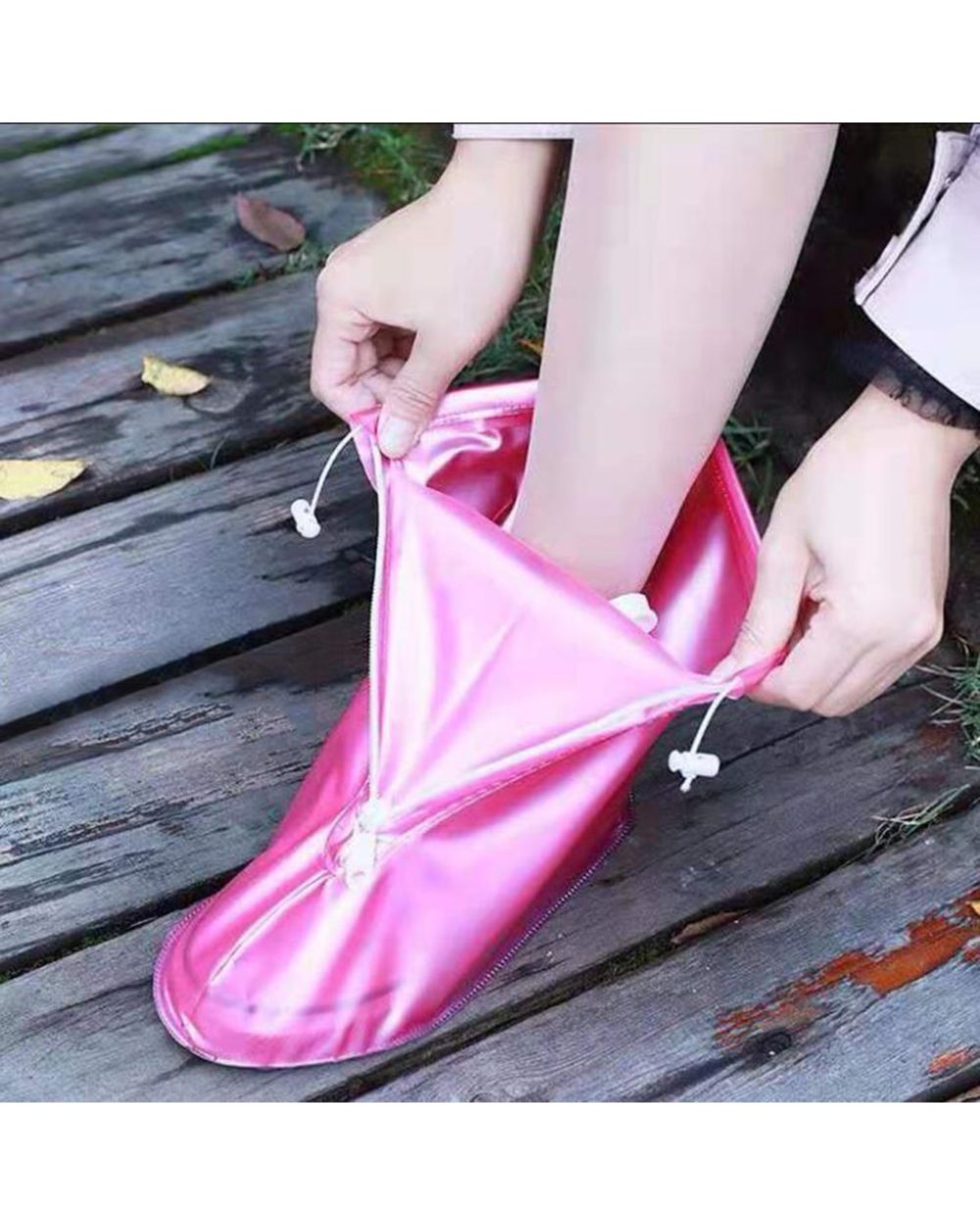 Men Women Shoes Covers for Rain Flats Ankle Boots Cover PVC Reusable Non-slip Cover for Shoes with Internal front-2