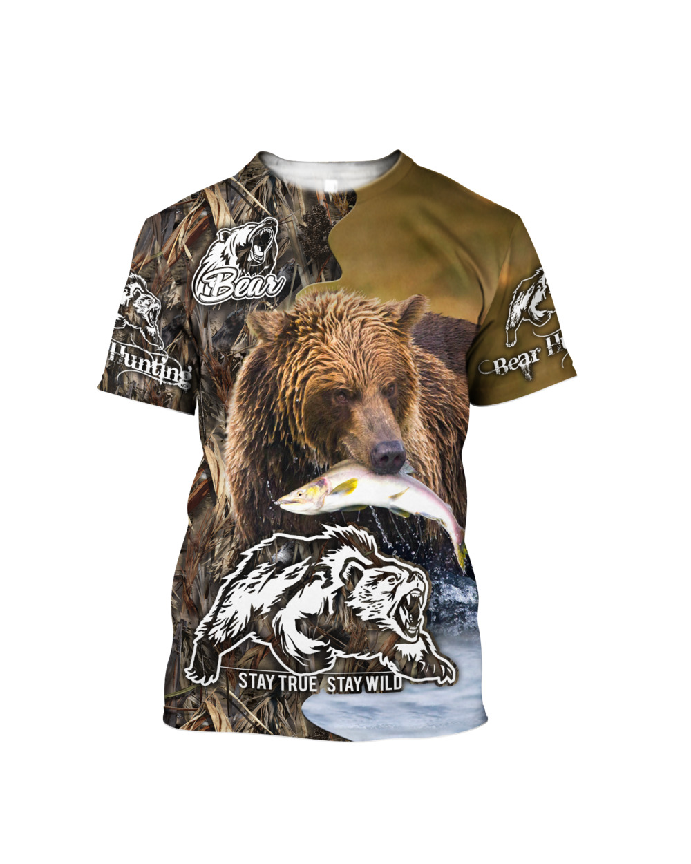 Summer Hipster Men t-shirt Beautiful Hunting Love Bear 3D Printed Harajuku Short sleeve T shirt Unisex Casual VG06 front-3