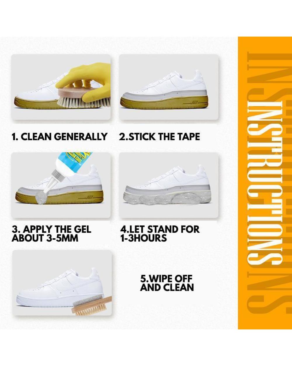 100G White Shoes Cleaner Shoes Whitening Cleansing Gel For Shoe Brush Shoe Sneakers Shoes Cleaning With Making Tape front-5