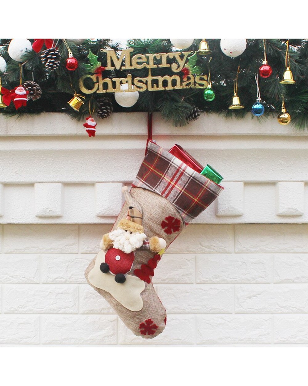 2022 New Santa Elk Christmas Hanging Ornaments Gift Socks For Children Fireplace Tree Christmas Decoration Supplies front-2