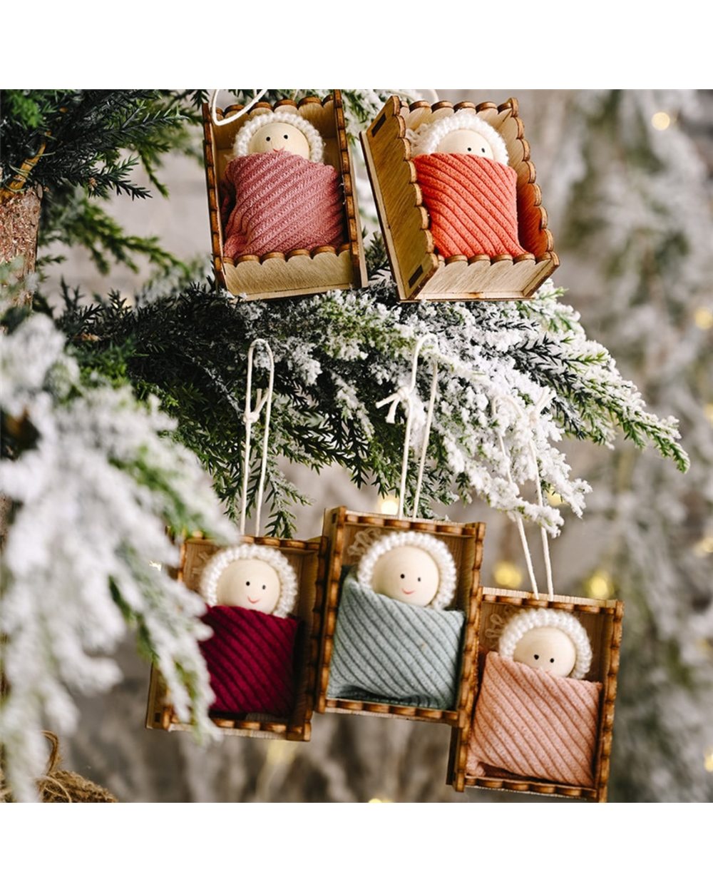 Christmas Wooden box Doll Pendant Dolls Gift Christmas Tree Hanging Ornament Pendant Xmas Kids gift New Year decoration front-1