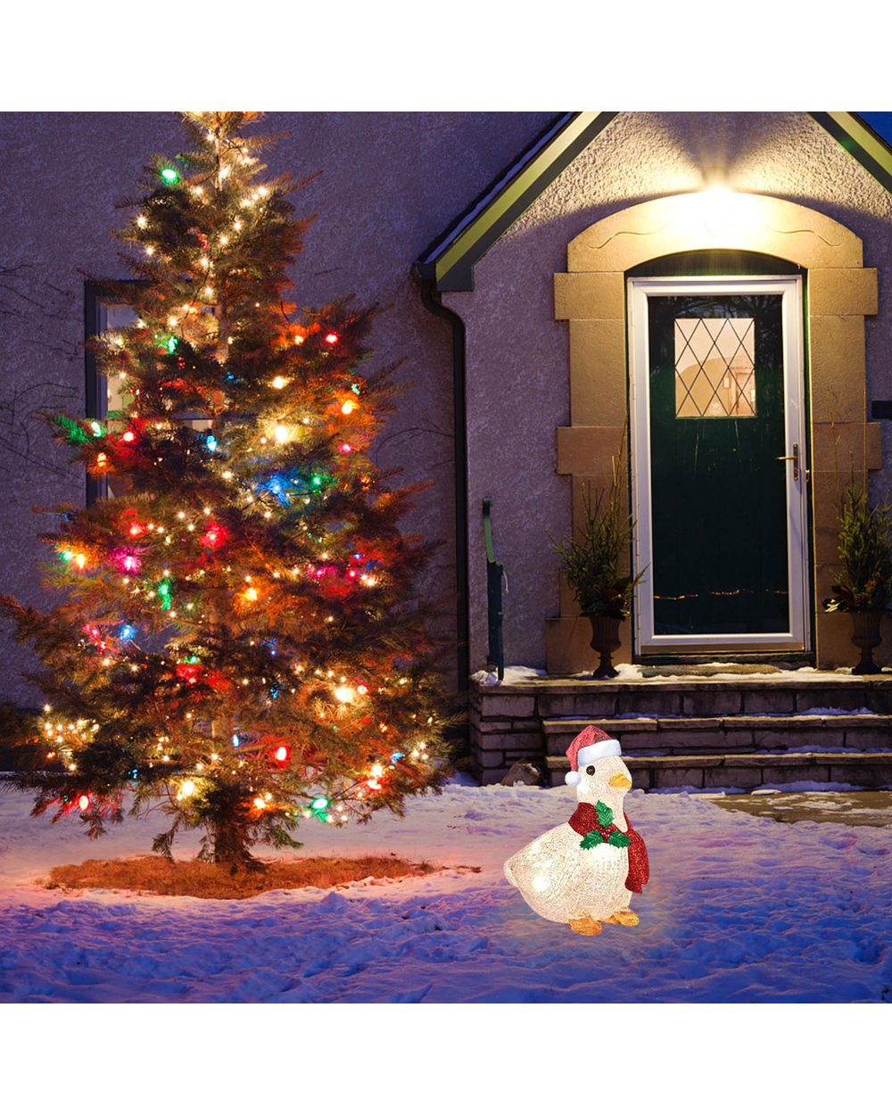 35x25cm Christmas Scarf Ducklings Led Acrylic Decoration Christmas Ornaments With Light Xmas Yard Art Atmosphere front-2