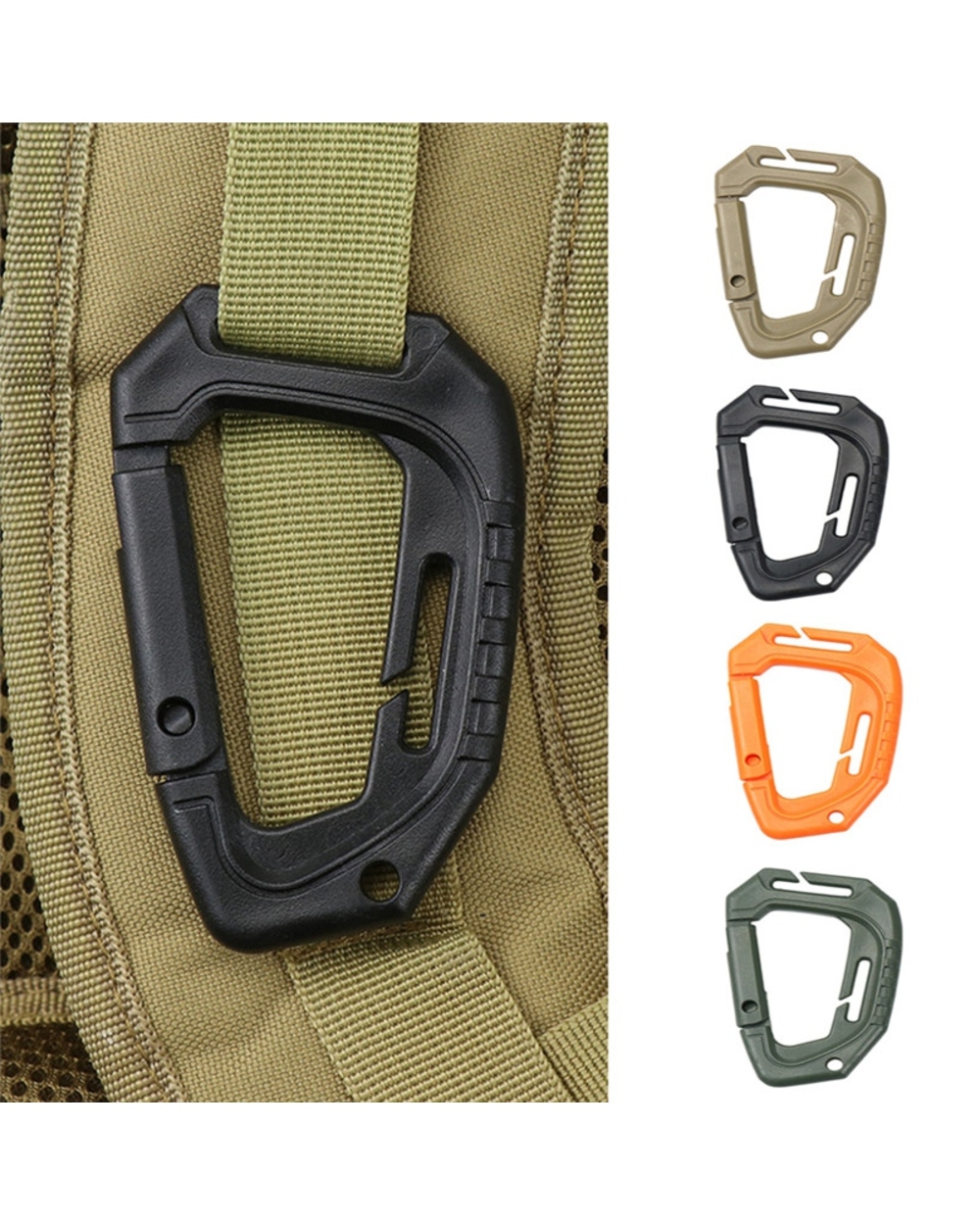 1Pcs Big D-Type Pic Steel Tactical Molle Quick Hook Hanging Buckle Clip Outdoor Camping Backpack Bag Edc Tool Accries front-0