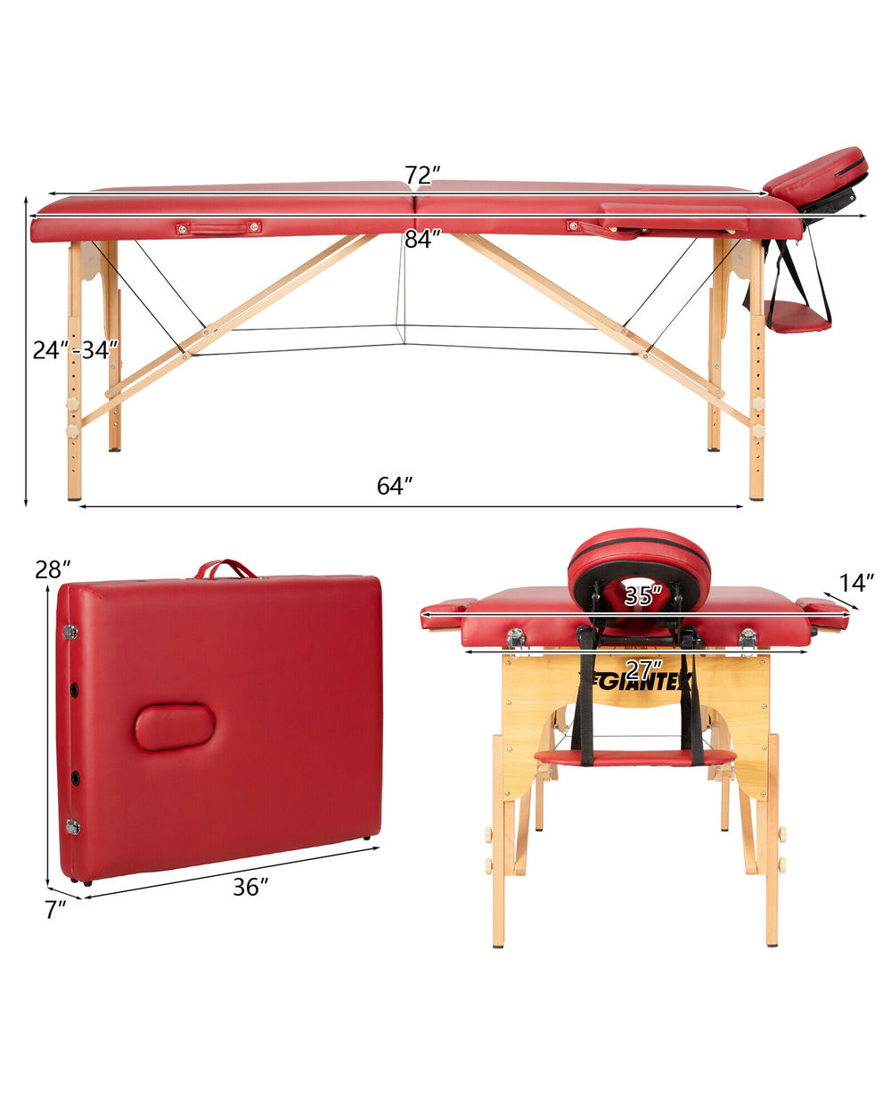 Portable Massage Table Adjustable Facial Spa Bed front-1