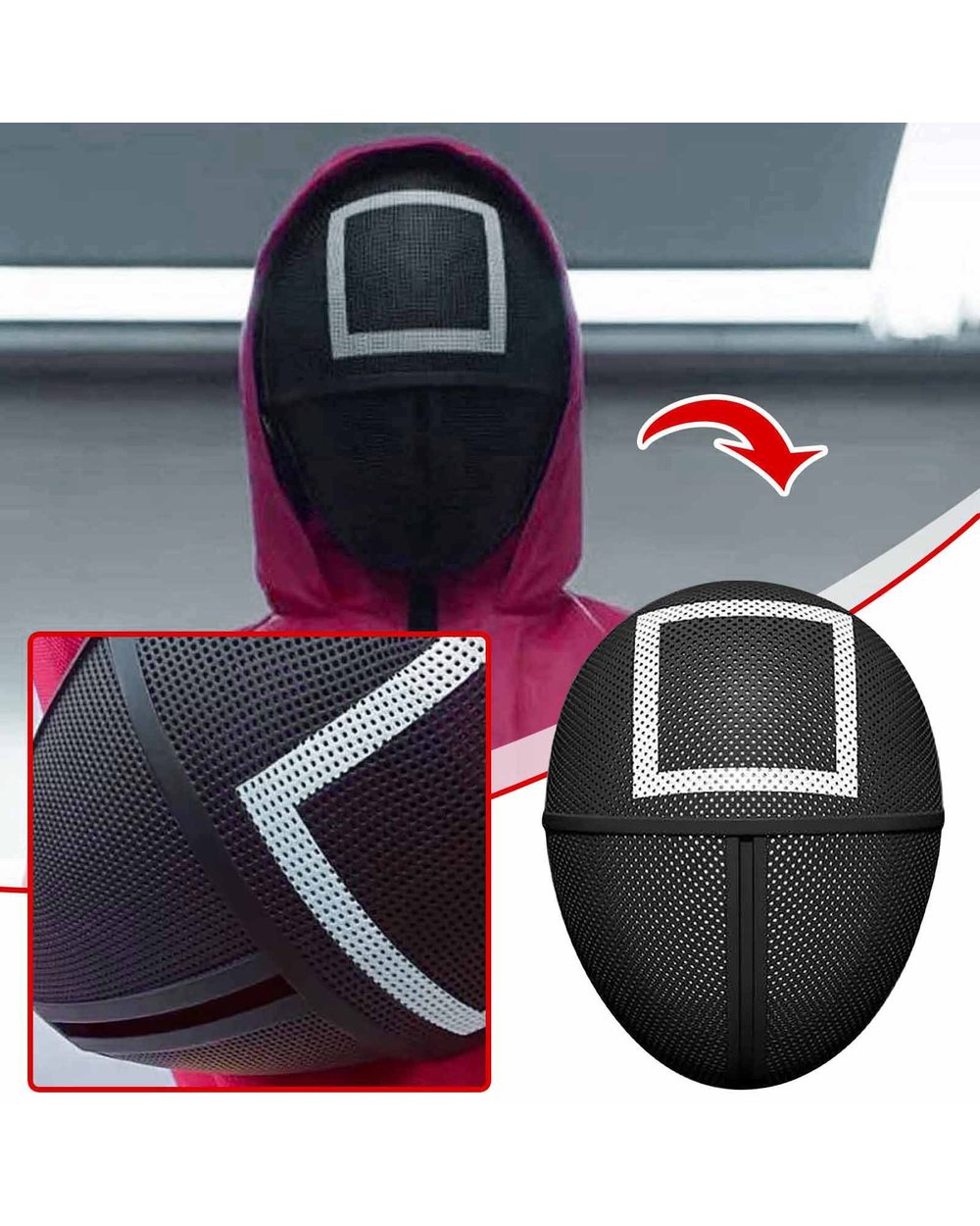 Squid Game TV Black Mask Cosplay Round Six Square Circle Triangle Plastic Helmet Masks front-4