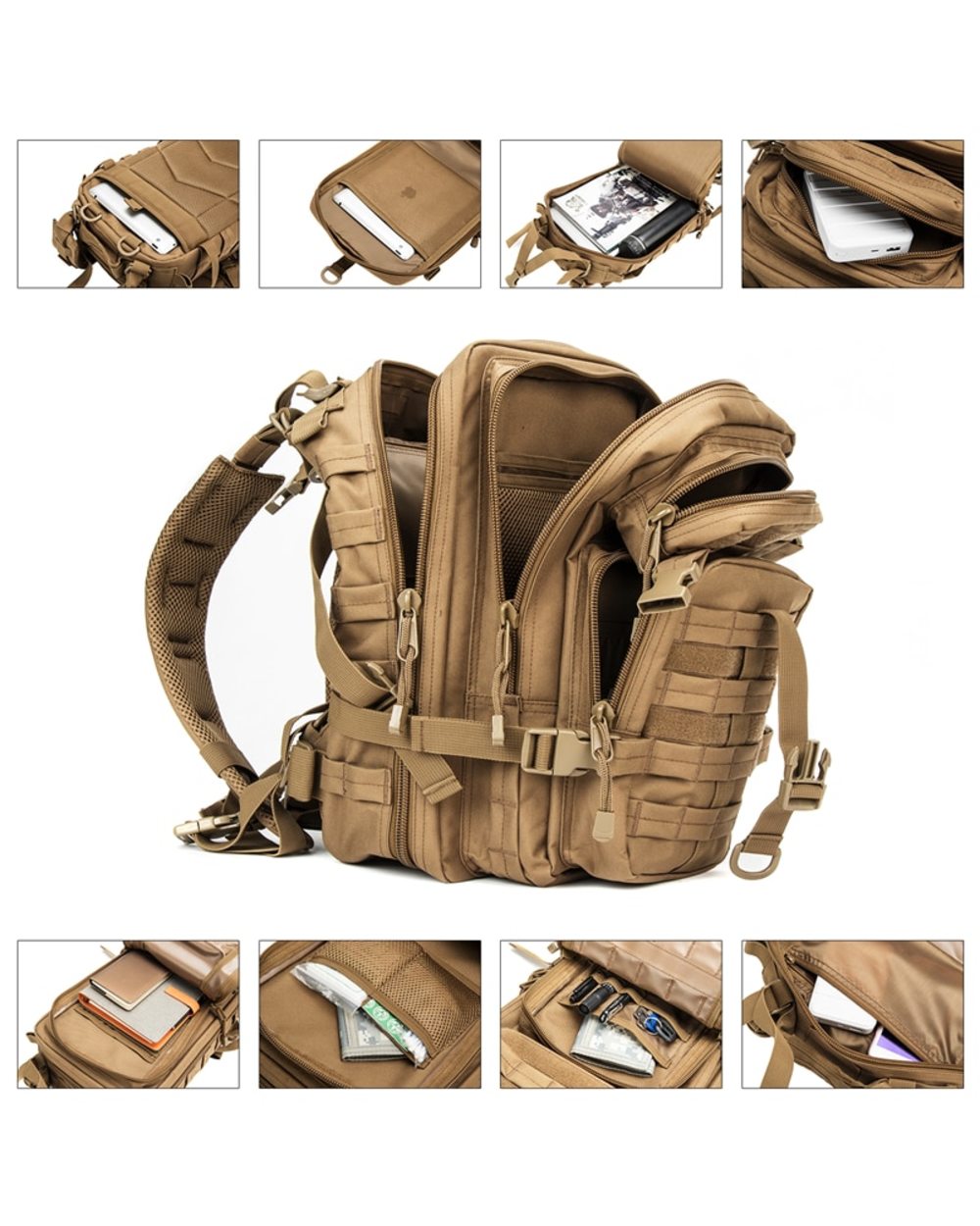 Army Military Tactical Backpack Softback Outdoor Waterproof Rucksack Hiking Camping Hunting Bags front-3