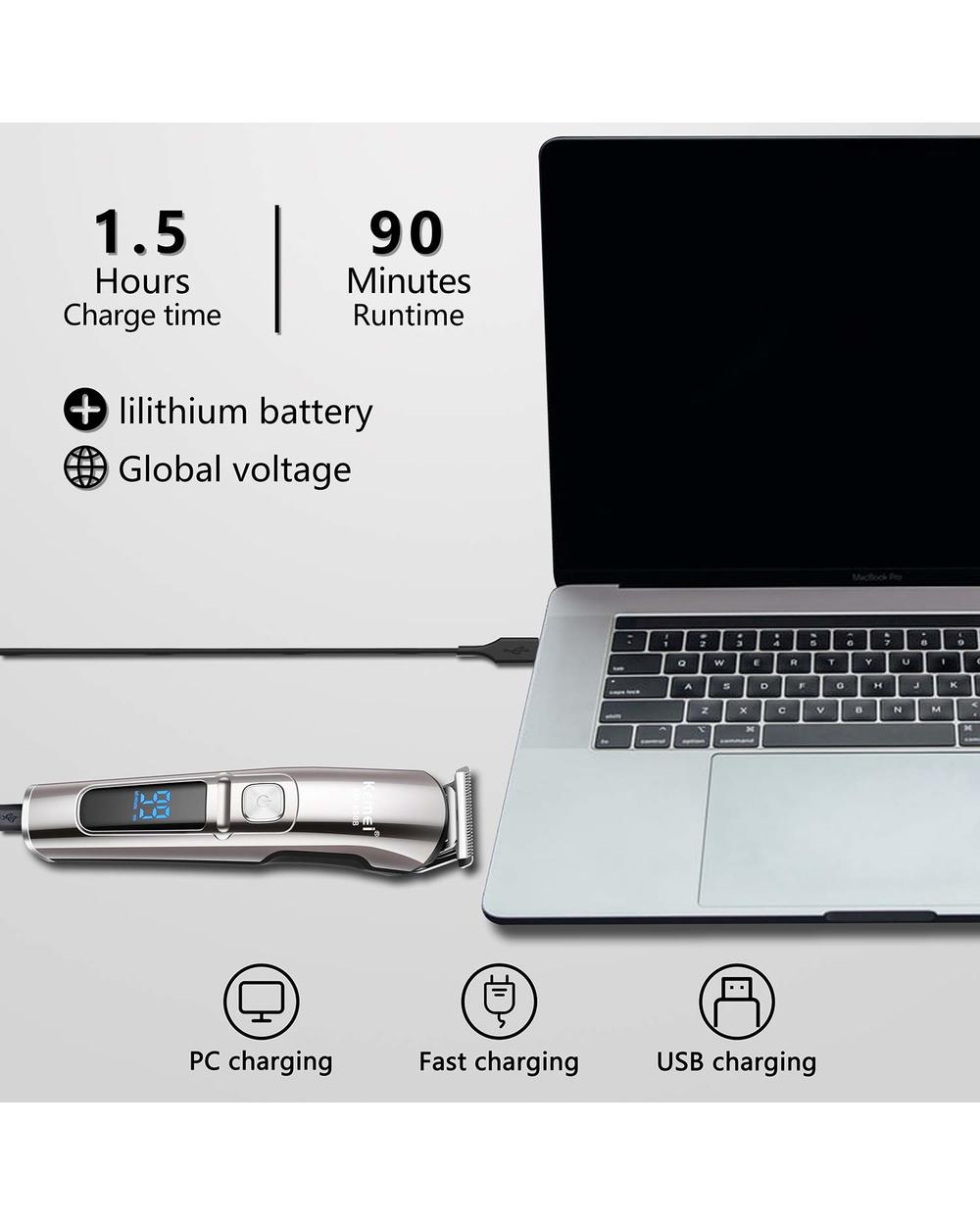 Kemei Professional Hair Trimmer Waterproof 6 In 1 Hair Clipper Electric Hair Cutting Machine Beard Trimer Body Men Hair front-3