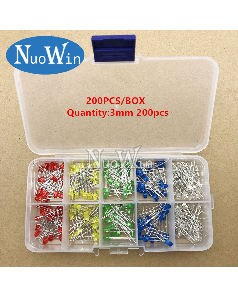 Light Emitting Diodes 5 Colors Electronic Components 3Mm / 5Mm Assorted Color Diy Led Light Emitting Diodes Set Box front-1