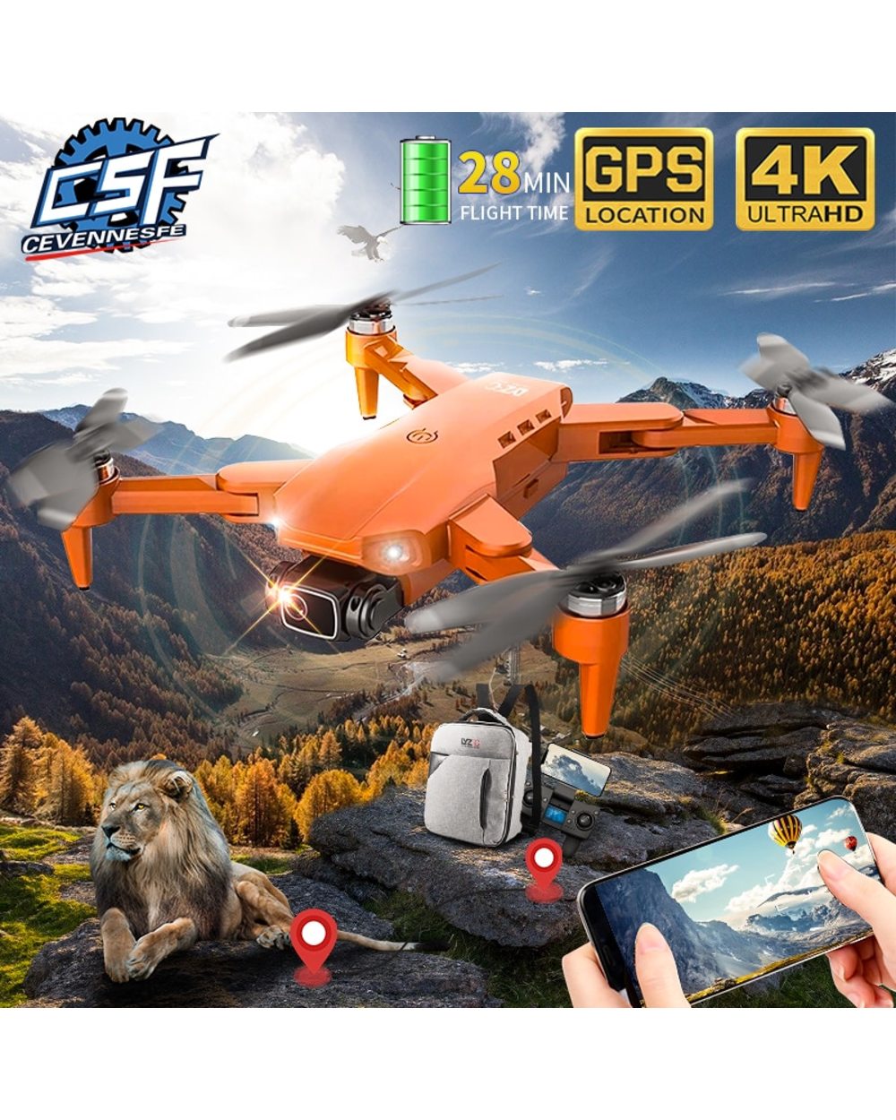 Drone 4K GPS Professional Dual HD Camera Brushless Motor 5G WIF FPV Foldable Quadcopter RC Distance 1200M VS SG906 front-0
