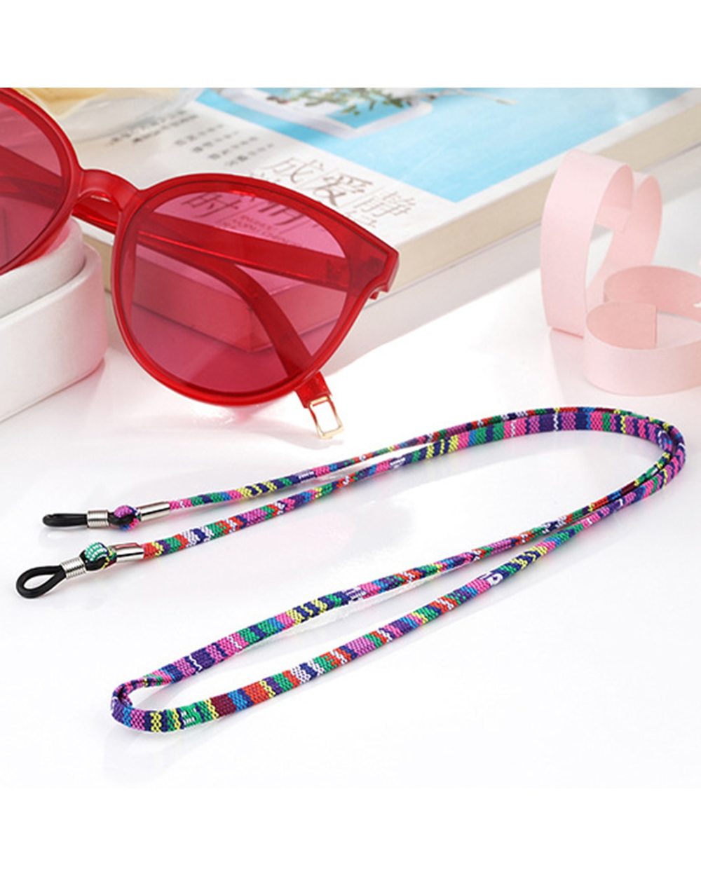 Practical Eyeglass Sunglasses Cotton Neck String Cord Retainer Strap Eyewear Lanyard Holder High-End Ethnic Rope Glasse front-1