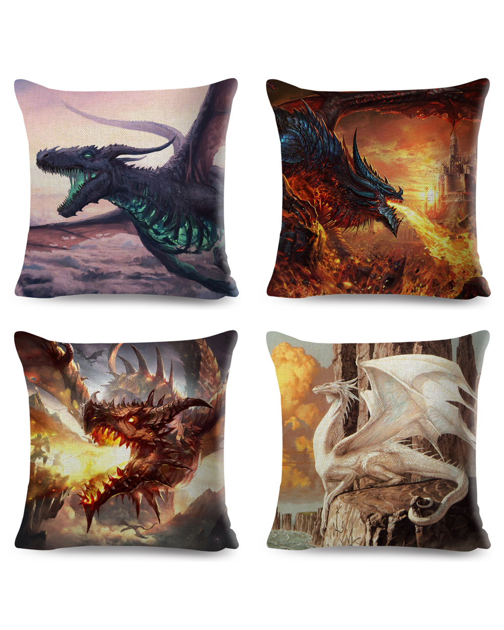 Cartoon Dragon Pattern Cushion Cover Decor Animal Printed Pillow Case for Car Sofa Home Living Room Pillowcases front-5