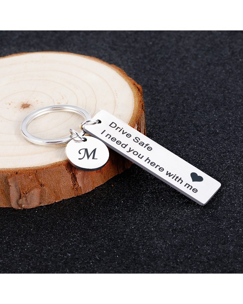 Drive Safe Keychain A-Z 26 Initials Lettering Key Chain front-4