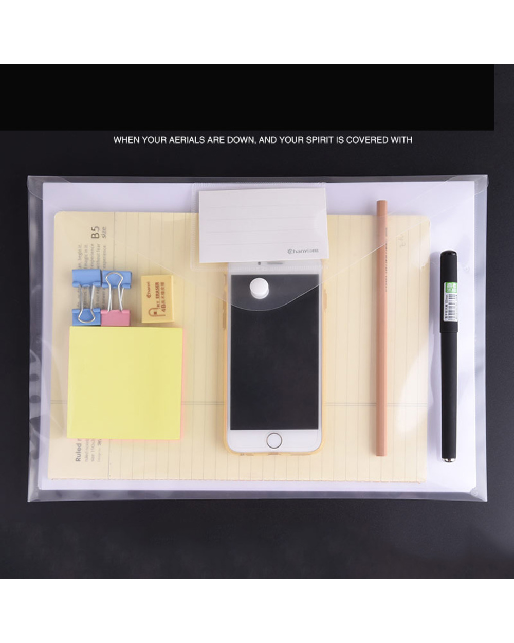 12Pcs A4 Transparent Pp File Folder Binder Waterproof File Holder Filing Envelope Business Document Organizer Office Su front-2