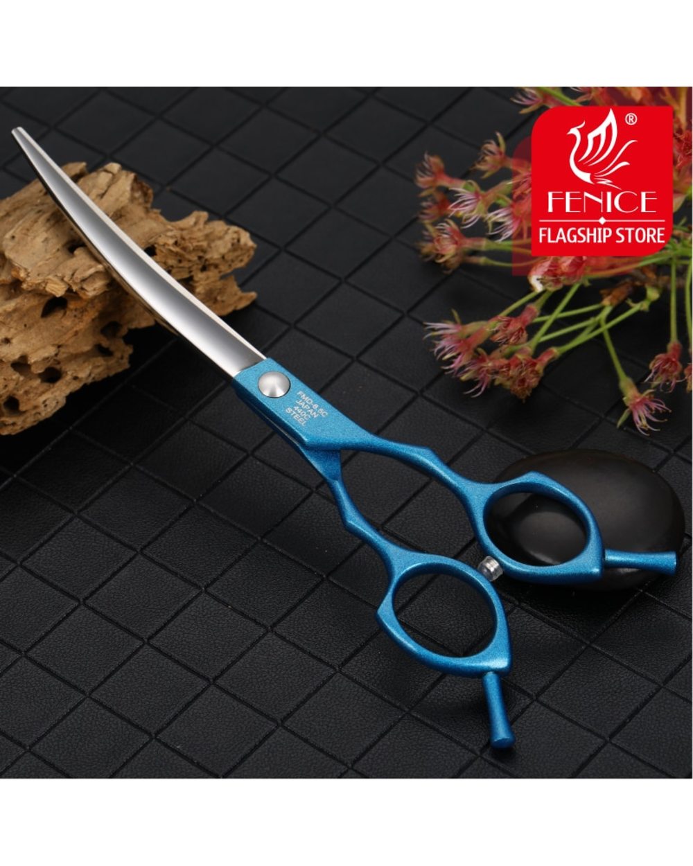 Professional symetrical handle colorful 6.5 inch pet dog curved animal grooming scissors front-0