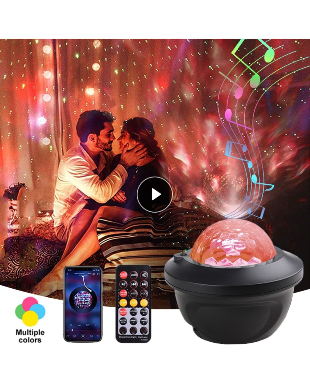 LED Star Galaxy Projector Starry Sky Night Light Built-in Bluetooth-Speaker For Bedroom Decoration front-0