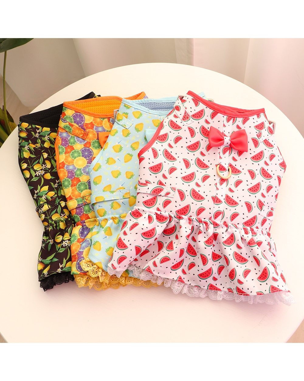 Cute Chihuahua Dog Cat Harness Leash Set Summer Pets Puppy Clothes Dress Small Dog Vest For Pug Yorkie French Bulldog front-1