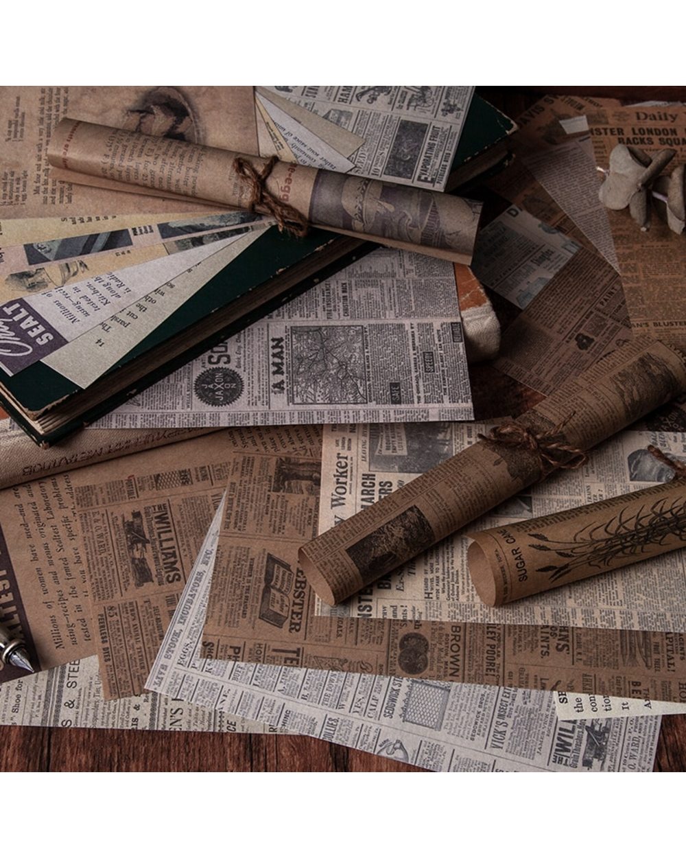 Yvaines 60 Sheet Aesthetic Antique Bookstore Series Vintage Newspaper Material Paper For Bullet Journaling Scrapbooking front-0