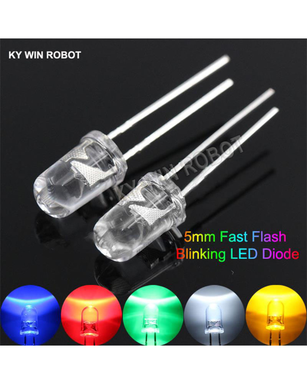 50Pcs 5Mm White Green Red Blue Yellow Light-Emitting-Diode Automatic Flashing Led Flash Control Blinking 5 Mm Led Diode front-0