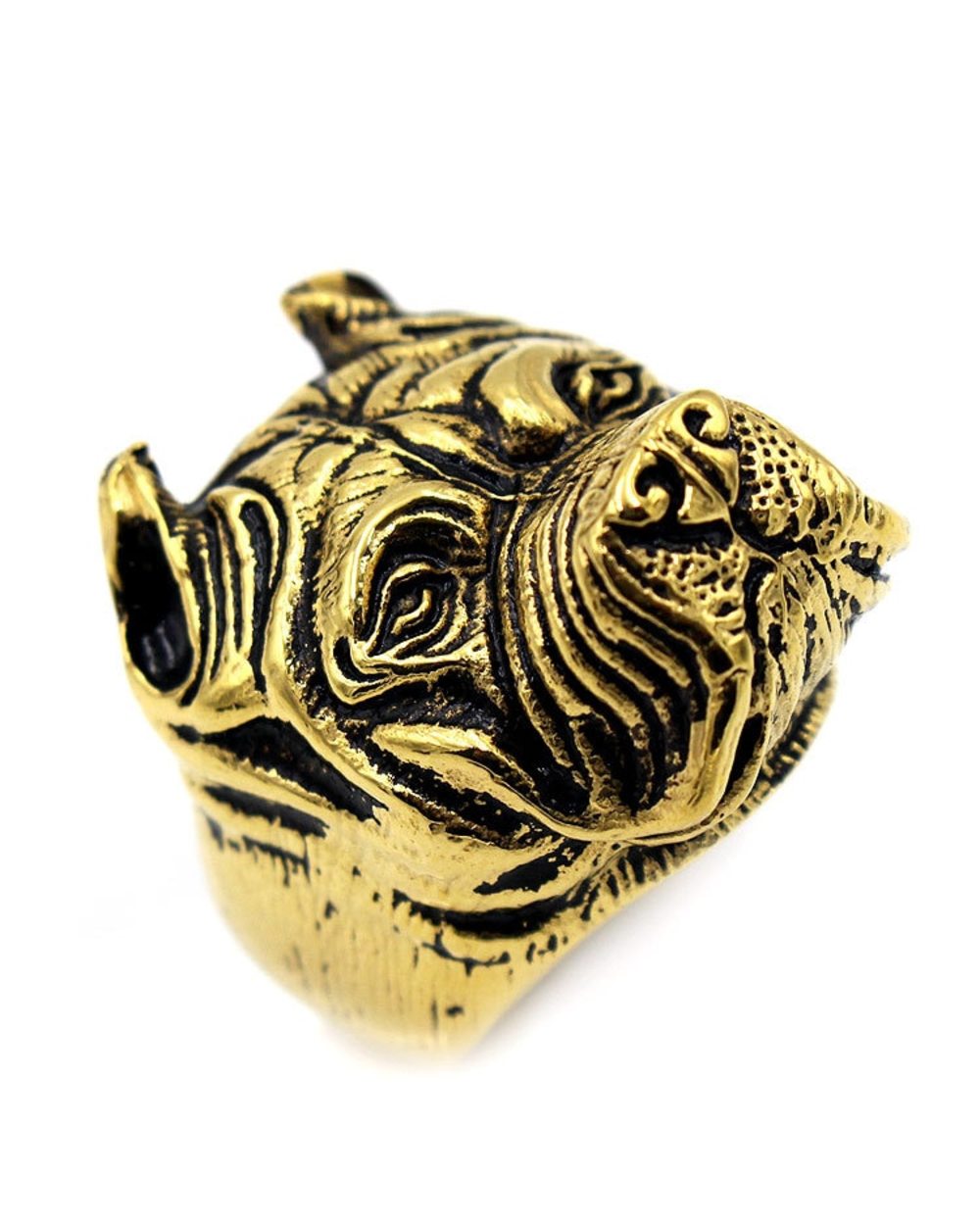 Exaggerated Ring Pit Bull Bulldog Dog Rings Men Personality Titanium Steel Animal Jewelry front-3