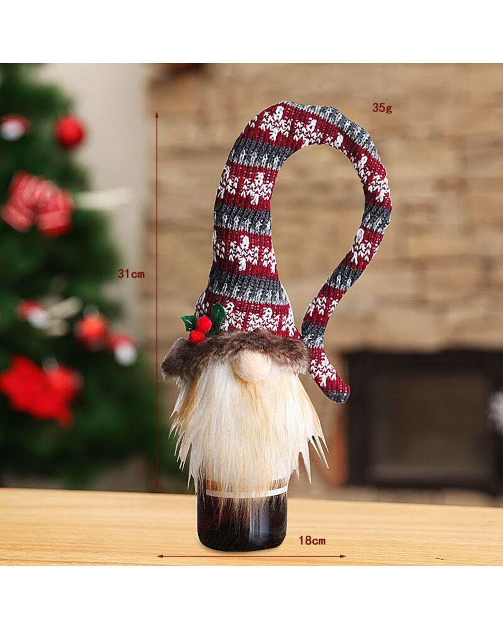 Christmas Gifts Bag Decoration Faceless Doll Knitting Wine Bottle Case Nordic Santa Claus Champagne Bottle Cover front-5