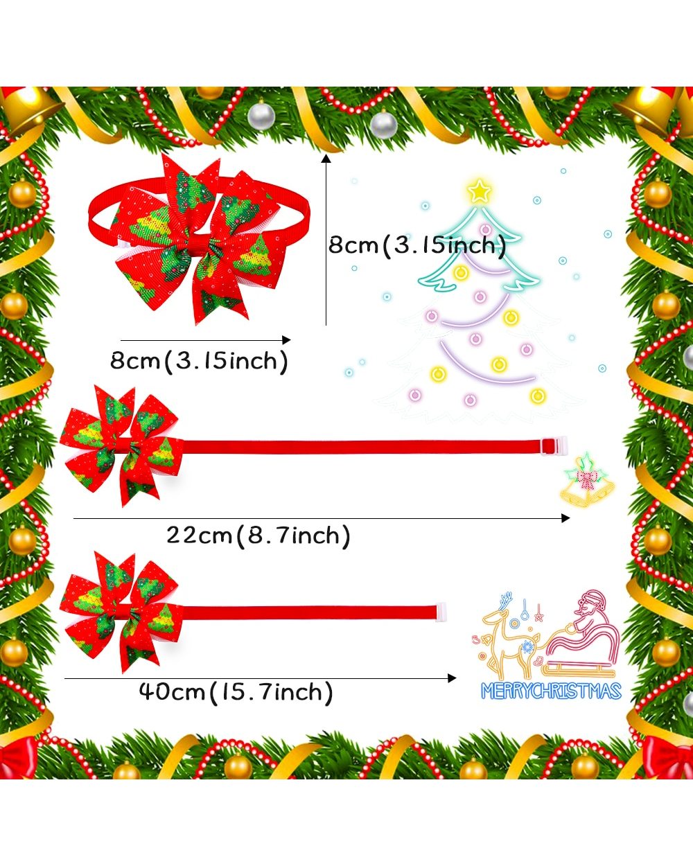 100pcs Dog Christmas Accessories Dog Bow Tie Pet Dog Cat Xmas Bowties Neckties Small Dog Holiday Grooming Accessores front-3