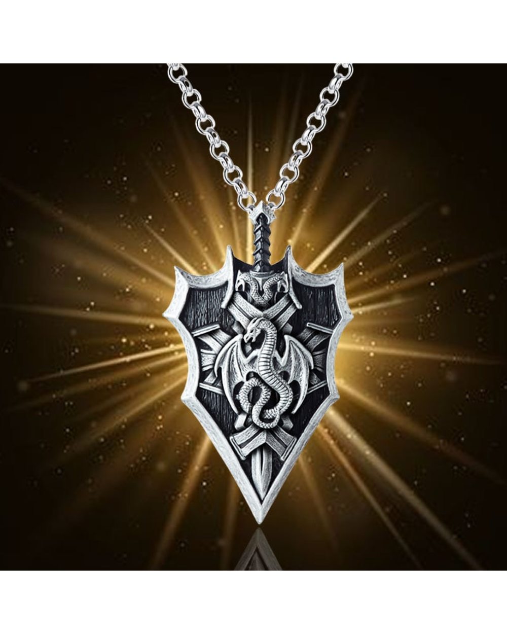 Dragon Pendant Shield Medal Necklace Mens Necklace Wholesale Items Mens Jewellery Fashion front-2