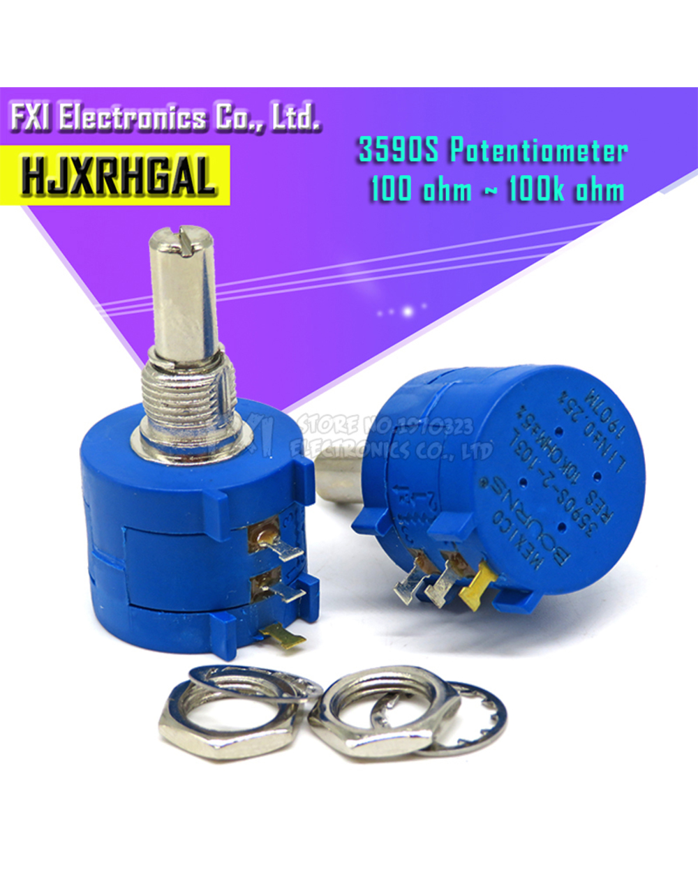 1Pcs 3590S Series Resistance 1K 2K 5K 10K 20K 50K 100K Ohm Potentiometer Adjustable Resistor 3590 102 202 502 103 3590S front-0