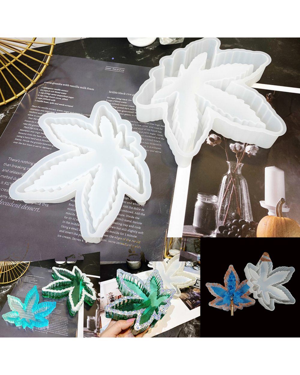 Epoxy Resin Ashtray Mold Maple Leaf Square Ashtray Casting Silicone Molds For Diy Crafts Home Decoration Making Tools front-0