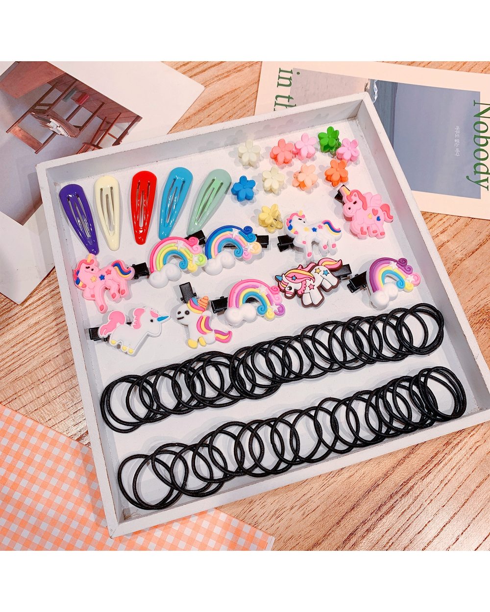 Set Hair Accessoires Elastic Hair Bands Hairpins Flower Hair Claws Hair Clip Rubber Band Headdress front-5