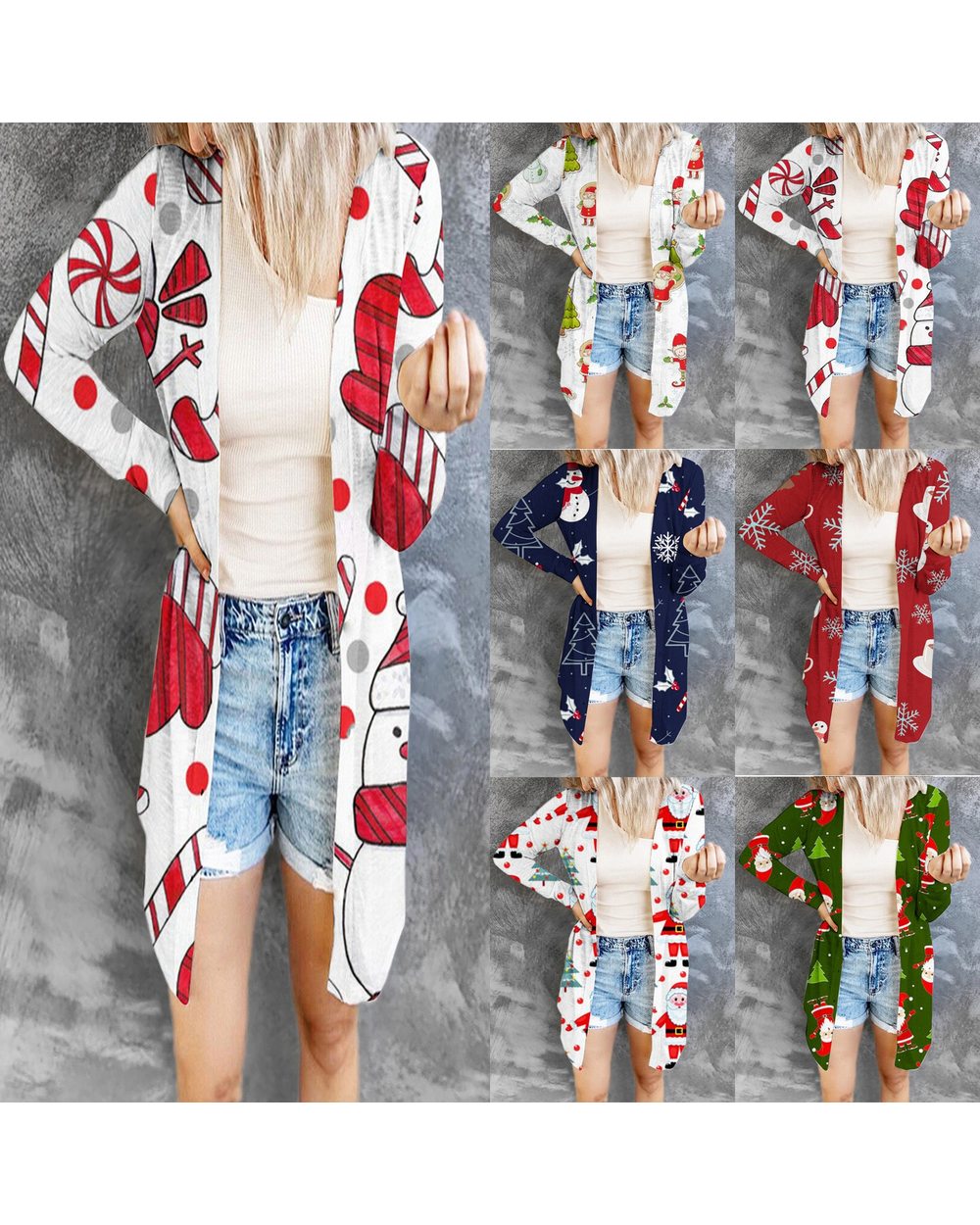 Christmas Cardigan Women's Clothing Santa Claus Cardigan Long Sleeve Cardigan Sweater Coat Ladies Outerwear Fashion front-3