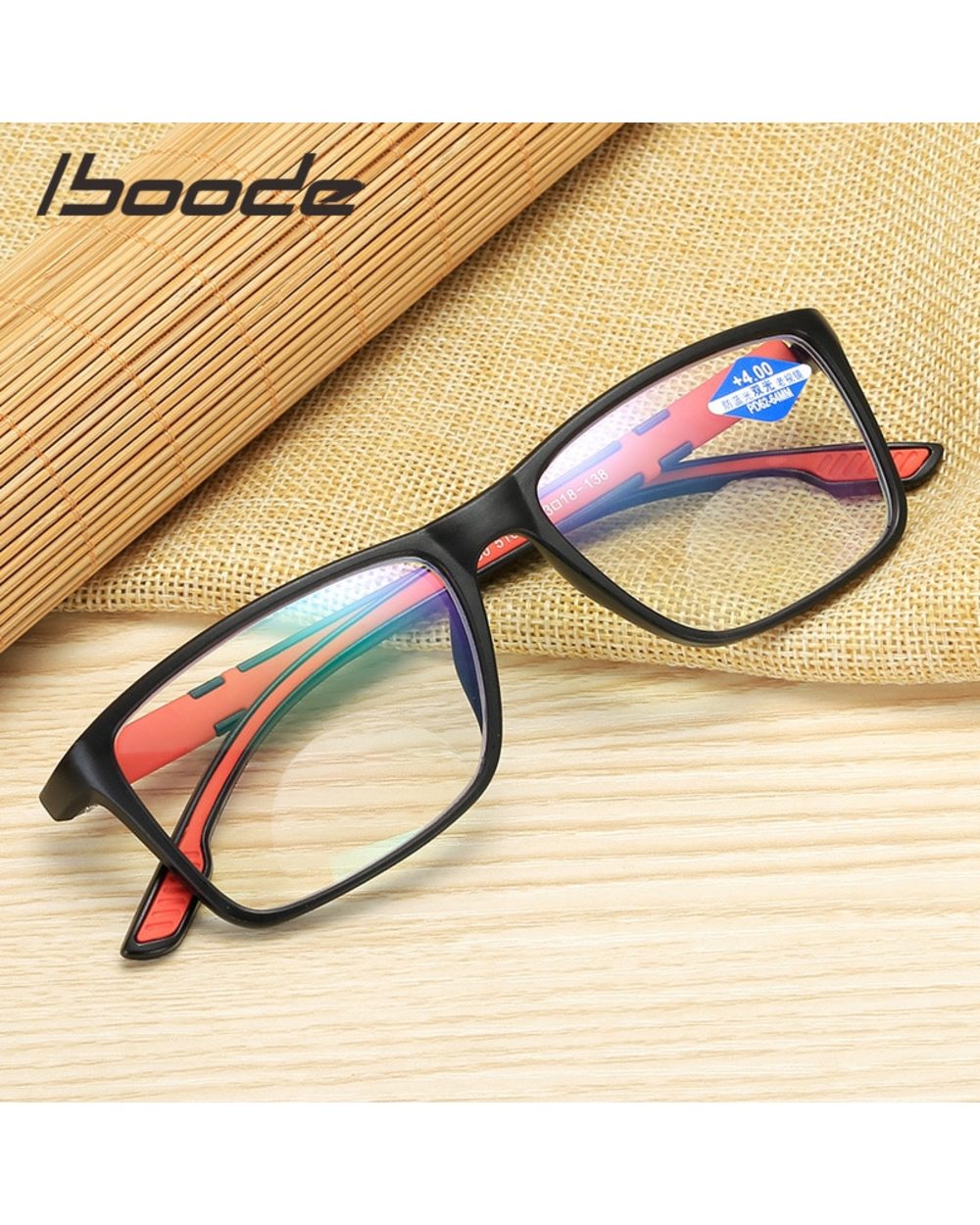 Iboode Anti-Blue Reading Glasses Ultra Light Resin Computer Glasses Fashion Flexible Multifocal Light Glasses +1.0 1.5 front-0
